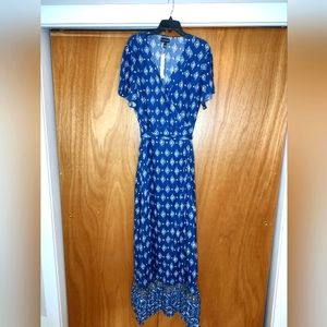 NEW Long Tall Sally Baja Blue Wrap Dress Size 22 Kimono Sleeve TALL